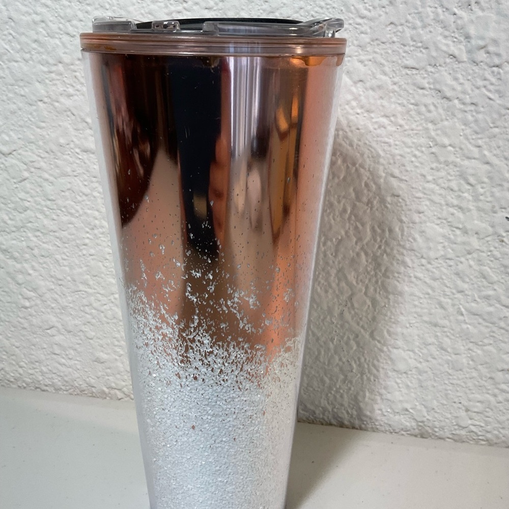 Starbucks Rose Gold Silver Glitter Ombre Travel Tumbler Coffee Cup - Picture 3 of 7